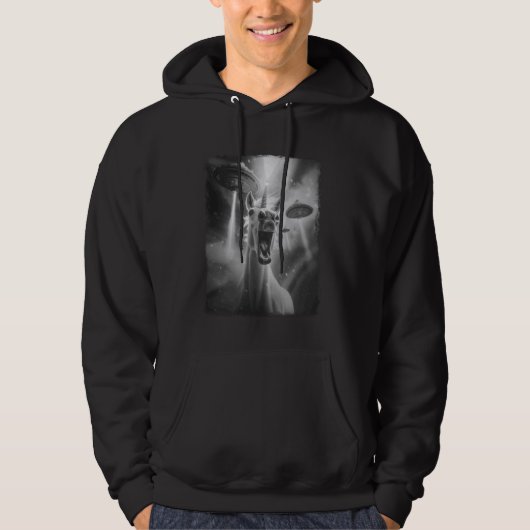 Unicorn Horse UFO buitenaardse selfie Hoodie (Voorkant)