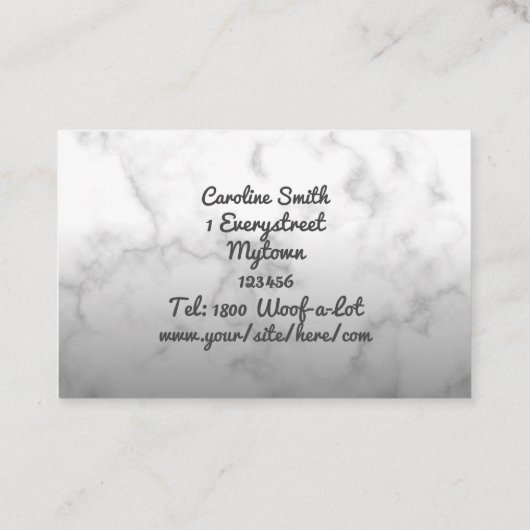 Unicorn Horse White Marble Animal Care Visitekaartje (Achterkant)