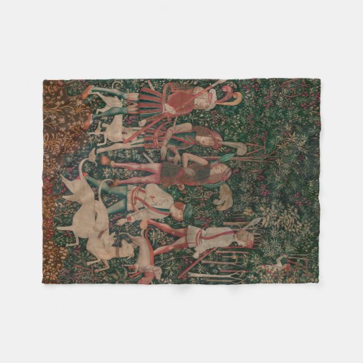 Unicorn Hunt Medieval Art - Hunt Begins Fleece Deken (Voorkant (Horizontaal))