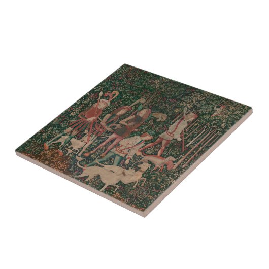 Unicorn Hunt Medieval Art - Hunt Begins Tegeltje (Zijkant)