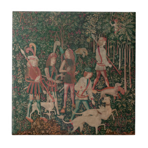 Unicorn Hunt Medieval Art - Hunt begint Tegeltje