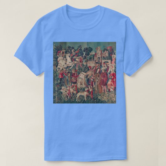 Unicorn Hunt Medieval Art Hunters keren terug naar T-shirt (Design voorkant)