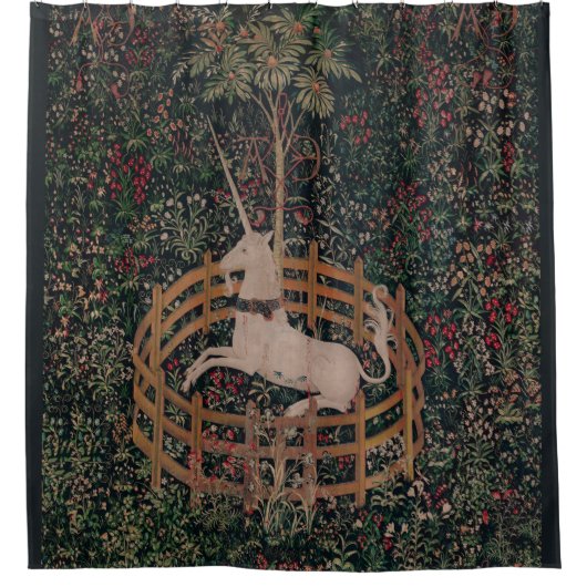 Unicorn Hunt Medieval Art - Unicorn Rests in Garde Douchegordijn (Voorkant)