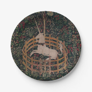 Unicorn Hunt Medieval Art - Unicorn Rests in Garde Papieren Bordje