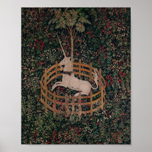 Unicorn Hunt Medieval Art - Unicorn Rests in Garde Poster
