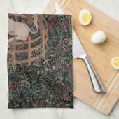 Unicorn Hunt Medieval Art - Unicorn Rests in Garde Theedoek (Quarter Fold)