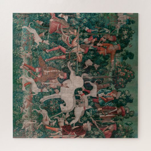 Unicorn Hunt Medieval Art - Unicorn verdedigt Hims Legpuzzel (Horizontaal)