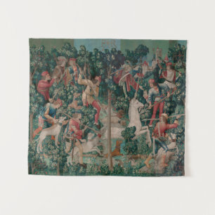 Unicorn Hunt Medieval Art - Unicorn wordt aangeval Wandkleed