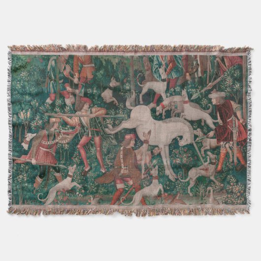 Unicorn Hunt Medieval Art verdedigt zichzelf Deken (Voorkant)