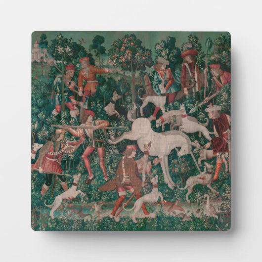 Unicorn Hunt Medieval Art verdedigt zichzelf Fotoplaat (Voorkant)