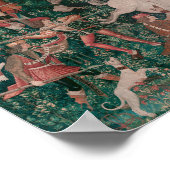 Unicorn Hunt Medieval Art verdedigt zichzelf Poster (Hoek)