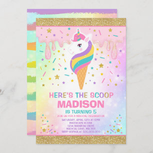 Unicorn Ice Cream Invitation Magic Ice Cream Party Kaart