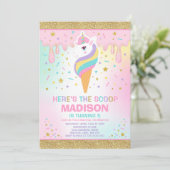Unicorn Ice Cream Invitation Magic Ice Cream Party Kaart (Staand voorkant)