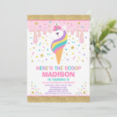 Unicorn Ice Cream Invitation Magic Ice Cream Party Kaart (Staand voorkant)