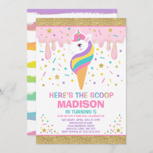 Unicorn Ice Cream Invitation Magic Ice Cream Party Kaart