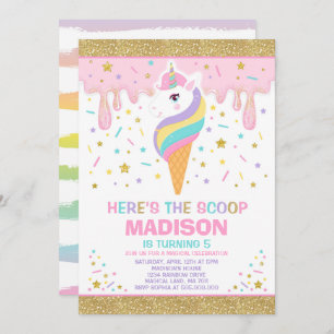 Unicorn Ice Cream Invitation Magic Ice Cream Party Kaart