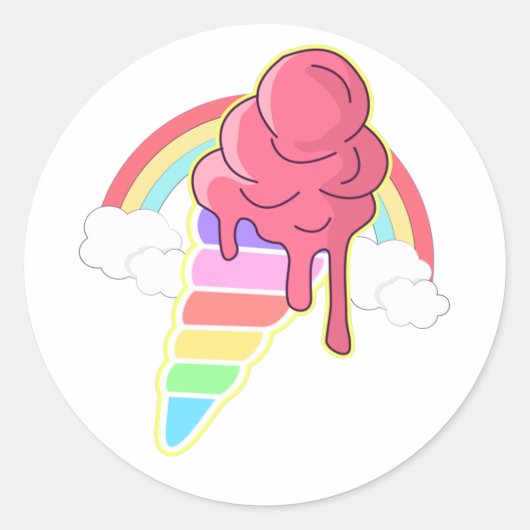 Unicorn Ice Cream Ronde Sticker (Voorkant)