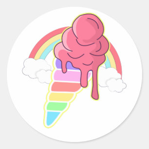 Unicorn Ice Cream Ronde Sticker