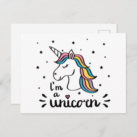 Unicorn | Ik ben een Unicorn Briefkaart (Voorkant / Achterkant)