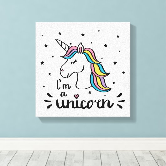 Unicorn | Ik ben een Unicorn Canvas Afdruk (Insitu (Houten vloer))