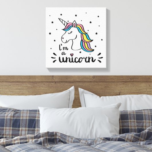 Unicorn | Ik ben een Unicorn Canvas Afdruk (Insitu (Slaapkamer))