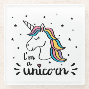 Unicorn   Ik ben een Unicorn Glazen Onderzetter