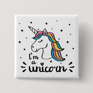 Unicorn Ik ben een Unicorn Vierkante Button 5,1 Cm