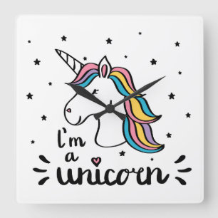 Unicorn   Ik ben een Unicorn Vierkante Klok