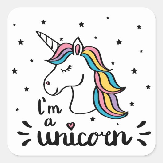 Unicorn | Ik ben een Unicorn Vierkante Sticker (Voorkant)