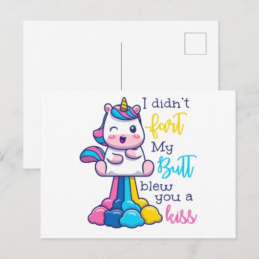 Unicorn... ik heb niet met m'n kus geknoeid. briefkaart (Voorkant / Achterkant)