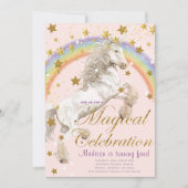 Unicorn Illustration Party Magical Birthday Kaart (Voorkant)