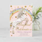 Unicorn Illustration Party Magical Birthday Kaart (Staand voorkant)