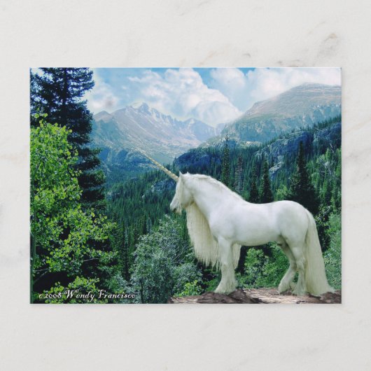 Unicorn in de bergen briefkaart (Voorkant)
