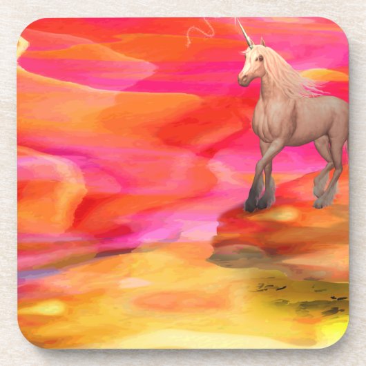 Unicorn in de gekleurde woestijn bier onderzetter (Voorkant)