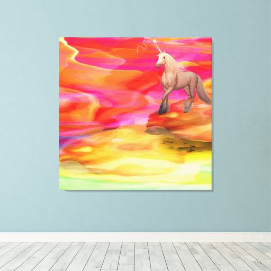 Unicorn in de gekleurde woestijn canvas afdruk (Insitu (Houten vloer))