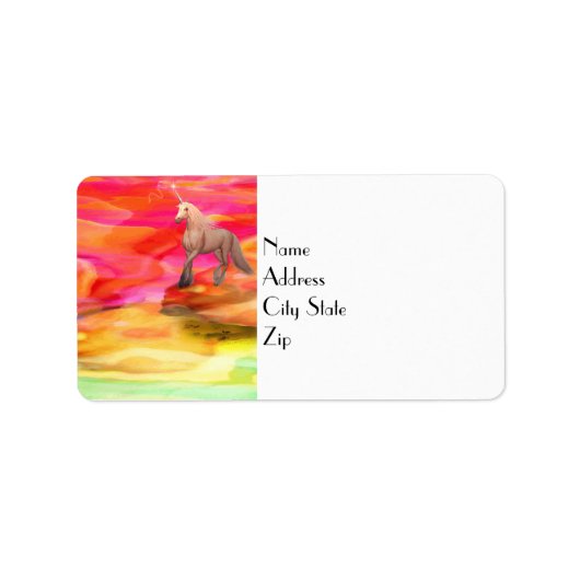 Unicorn in de gekleurde woestijn etiket (Voorkant)