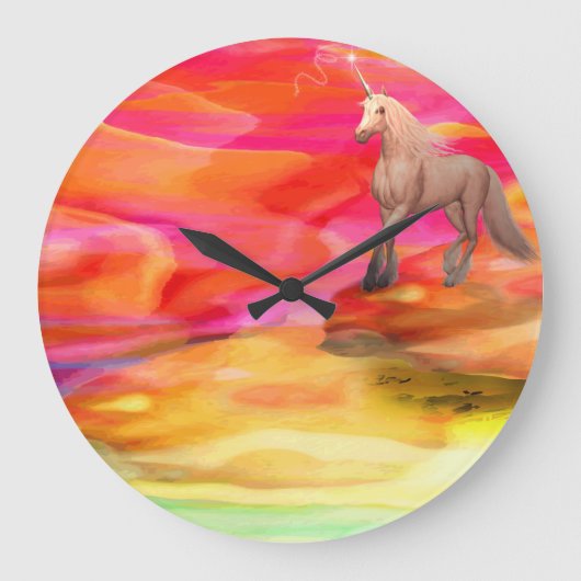 Unicorn in de gekleurde woestijn grote klok (Voorkant)