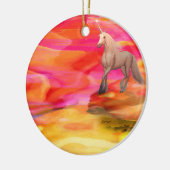 Unicorn in de gekleurde woestijn keramisch ornament (Links)