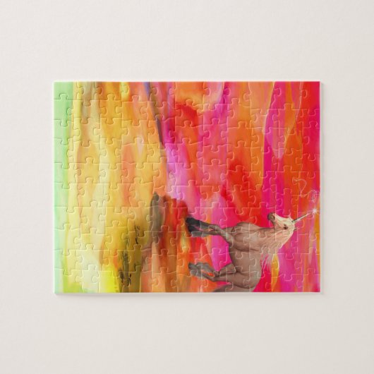 Unicorn in de gekleurde woestijn legpuzzel (Horizontaal)