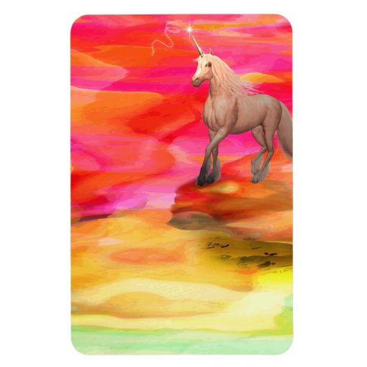 Unicorn in de gekleurde woestijn magneet (Verticaal)