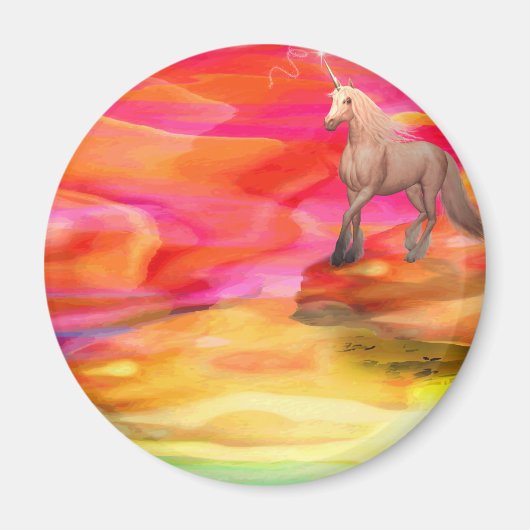 Unicorn in de gekleurde woestijn magneet (Voorkant)