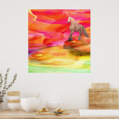 Unicorn in de gekleurde woestijn poster (Keuken)