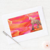 Unicorn in de gekleurde woestijn rechthoekige sticker (Envelop)