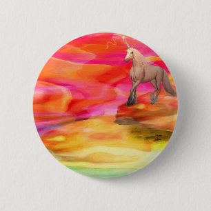 Unicorn in de gekleurde woestijn ronde button 5,7 cm