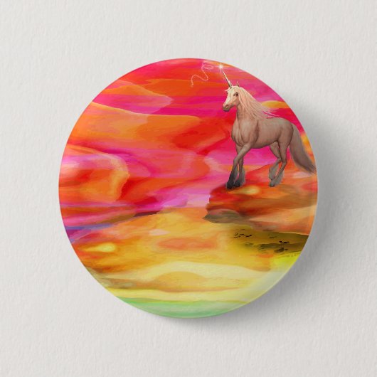 Unicorn in de gekleurde woestijn ronde button 5,7 cm (Voorkant)