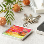 Unicorn in de gekleurde woestijn sleutelhanger (Zijkant)