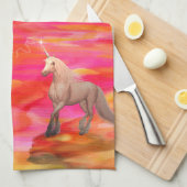 Unicorn in de gekleurde woestijn theedoek (Quarter Fold)