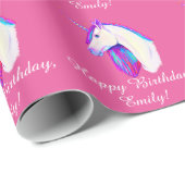 Unicorn in de Naam van Kleuren Cadeaupapier (Rol Hoek)