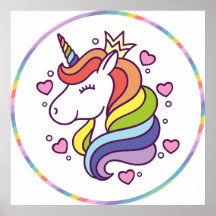 Unicorn in de regenboogcirkel Kinder vierkant Post