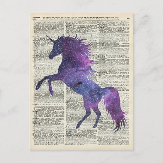 Unicorn in de ruimte briefkaart (Voorkant)